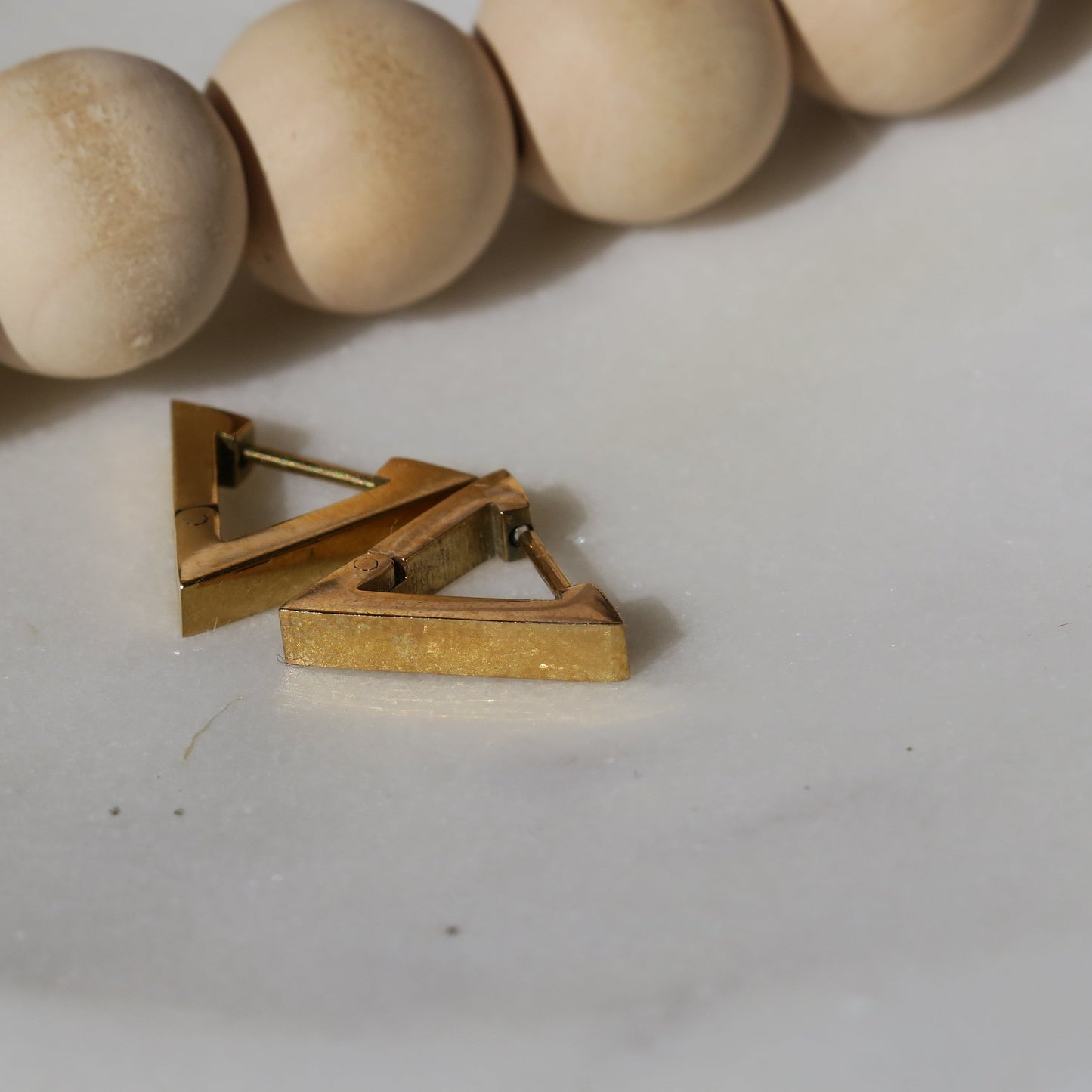 14k Gold Triangle Hoops