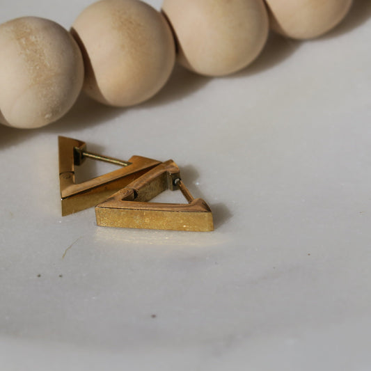 14k Gold Triangle Hoops