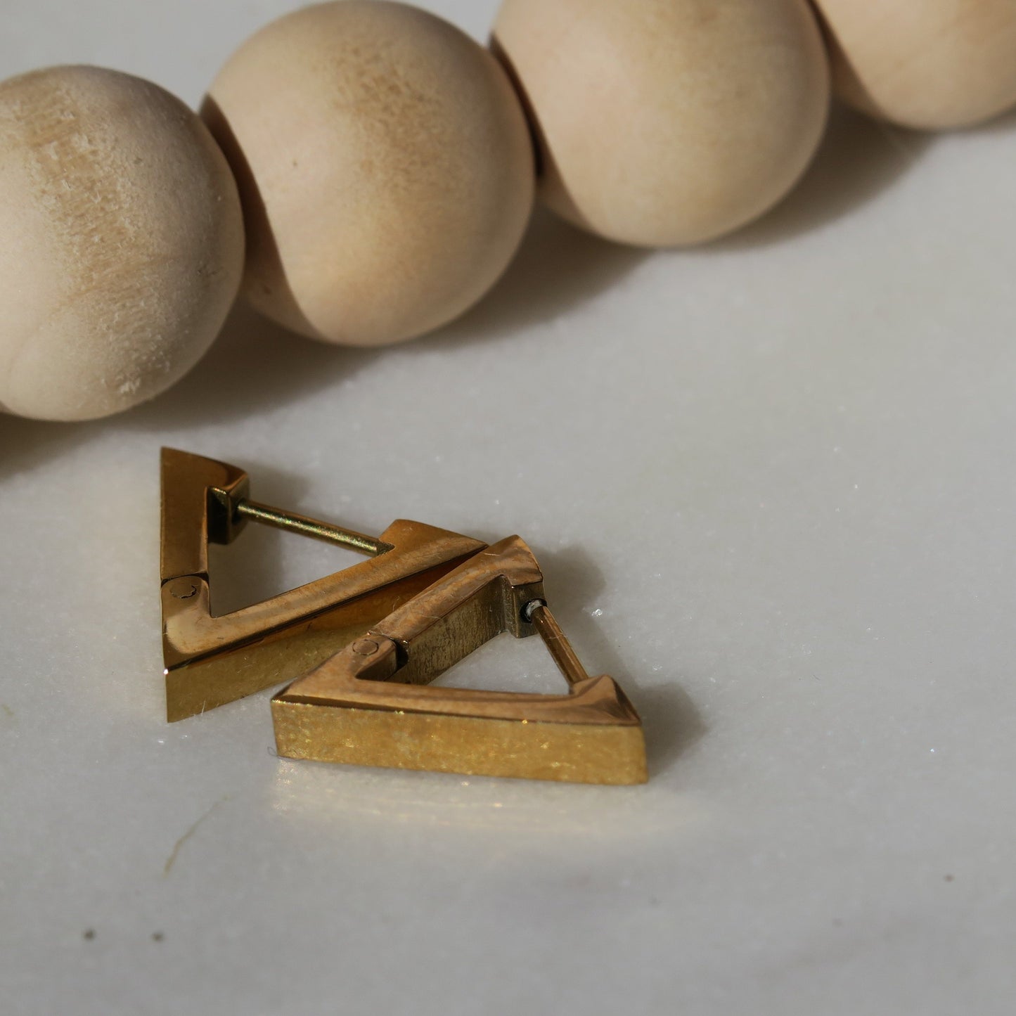 14k Gold Triangle Hoops