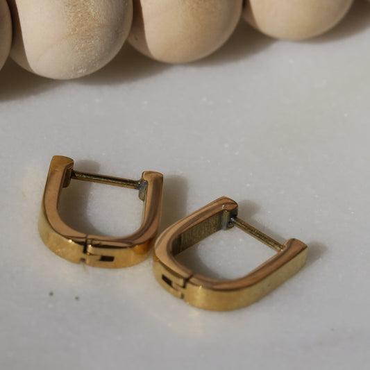 14k Gold U Square Hoops