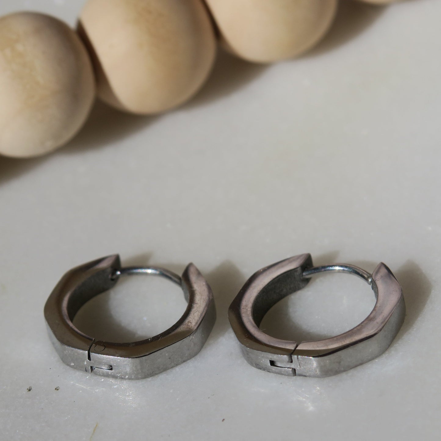 Sterling Silver Octagon Hoops