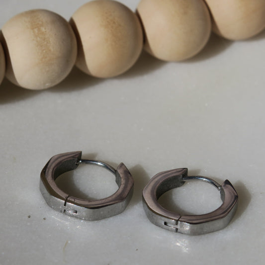 Sterling Silver Octagon Hoops