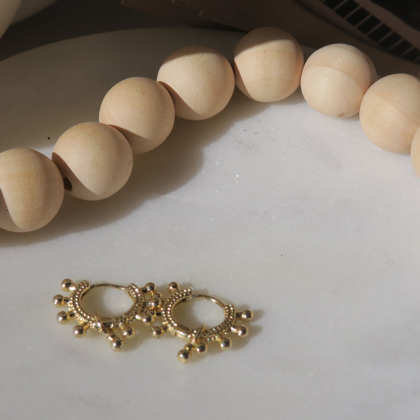 14k Gold Starburst Detail Hoops