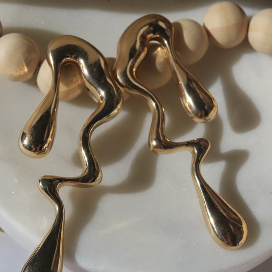 18k Gold Liquid Metal Stud Earrings