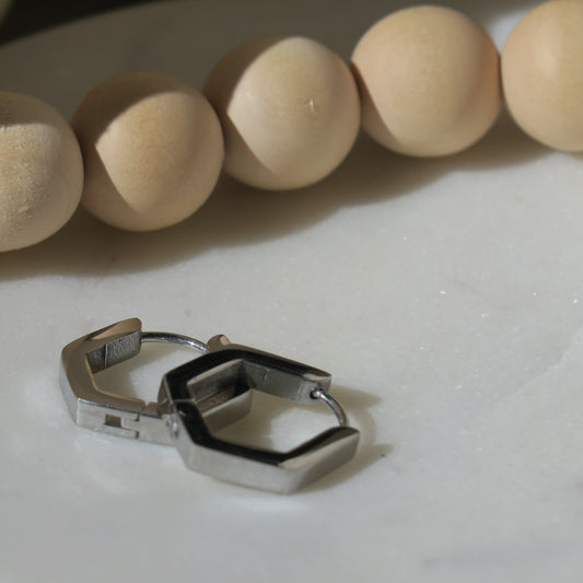 Sterling Silver Hexagon Hoops