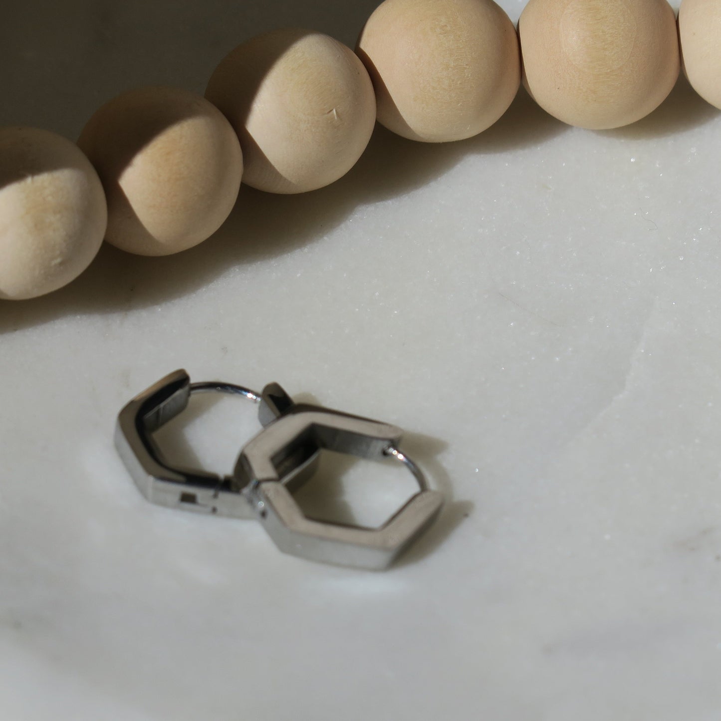 Sterling Silver Hexagon Hoops