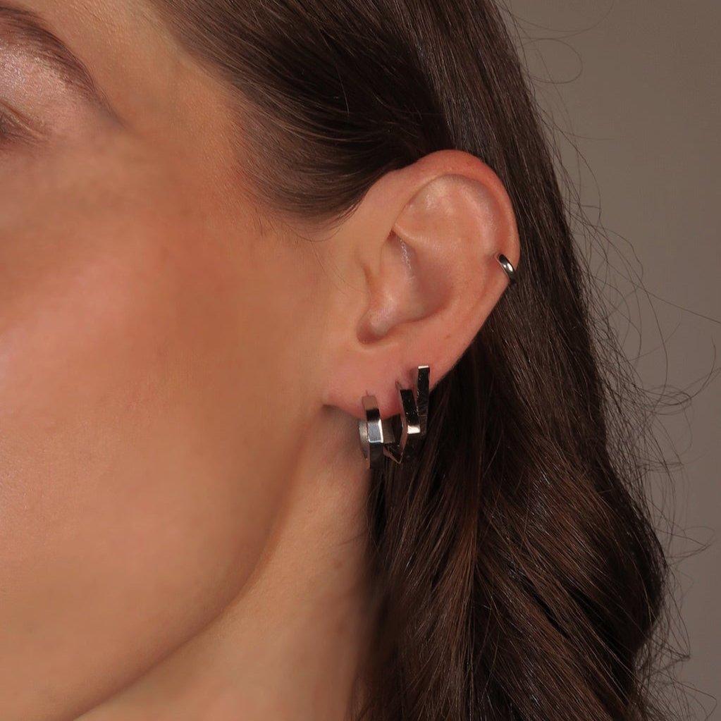 Sterling Silver Octagon Hoops