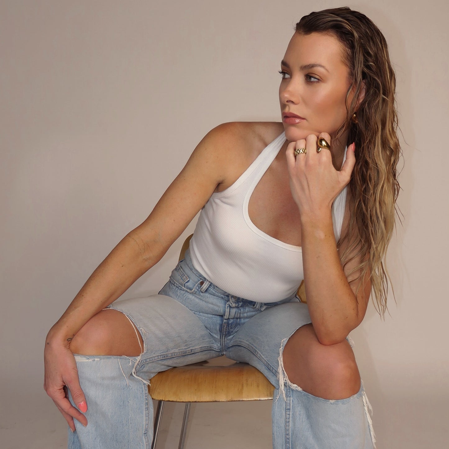 18k Gold Chunky Hoops