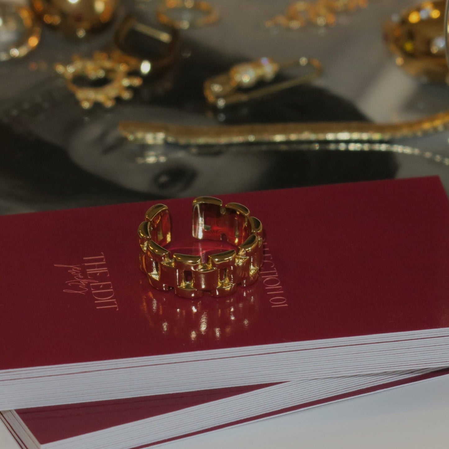 14k Gold Adjustable Watch Band Ring