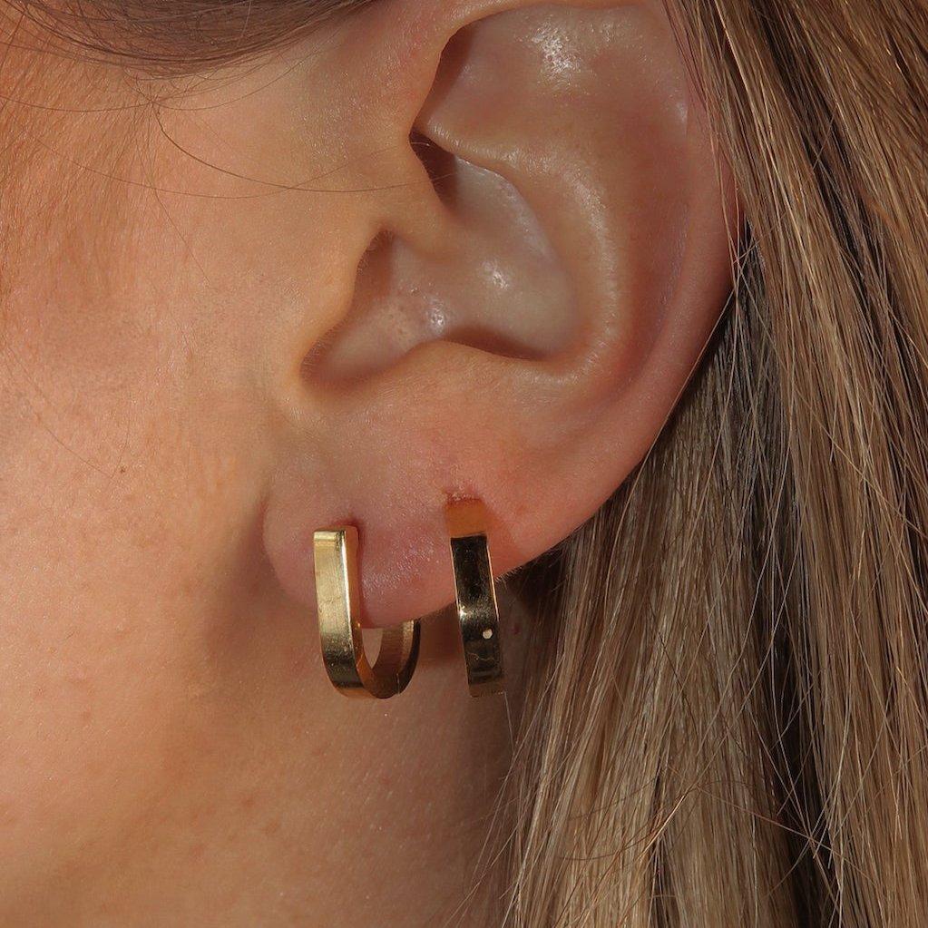 14k Gold Octagon Hoops
