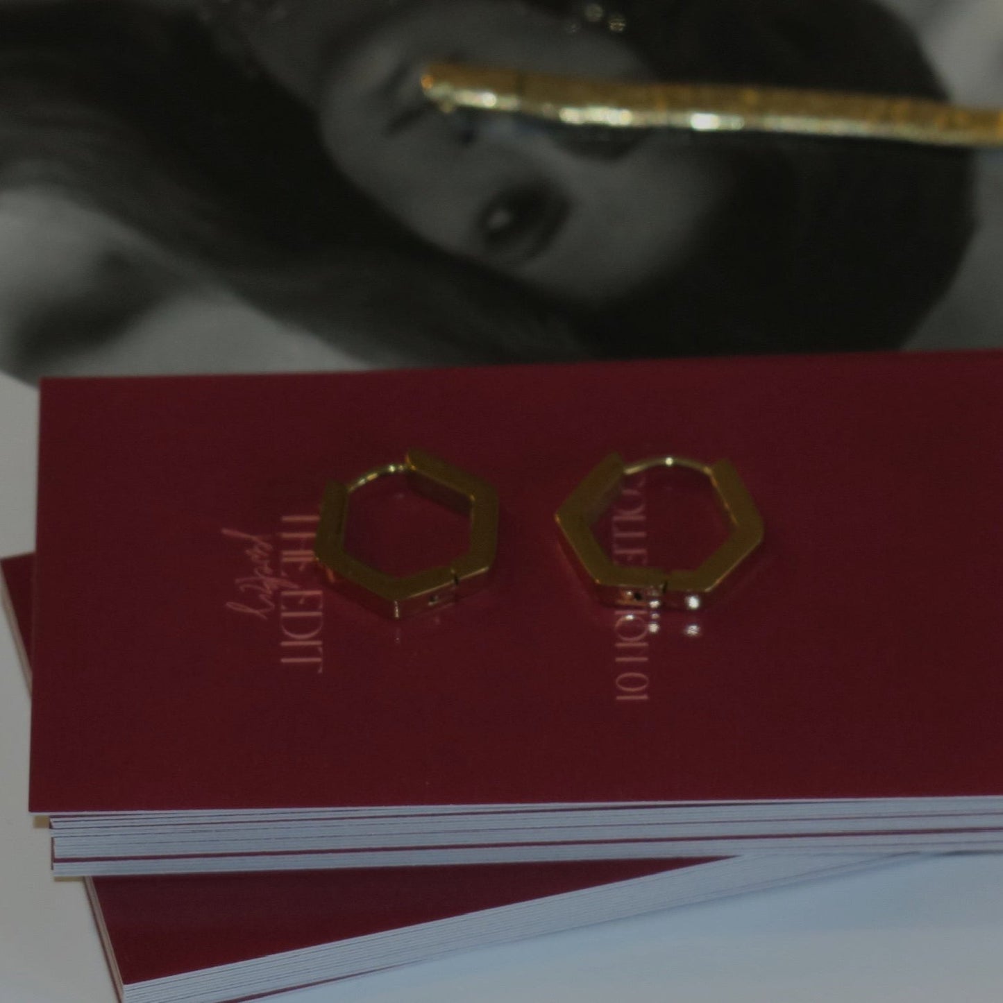 14k Gold Hexagon Hoops