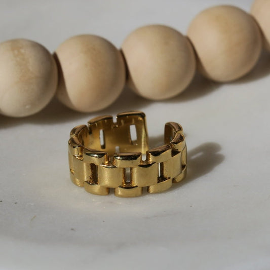 14k Gold Adjustable Watch Band Ring