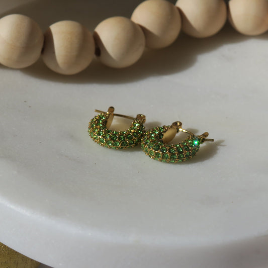 14k Gold and Green Apple Martini Hoops