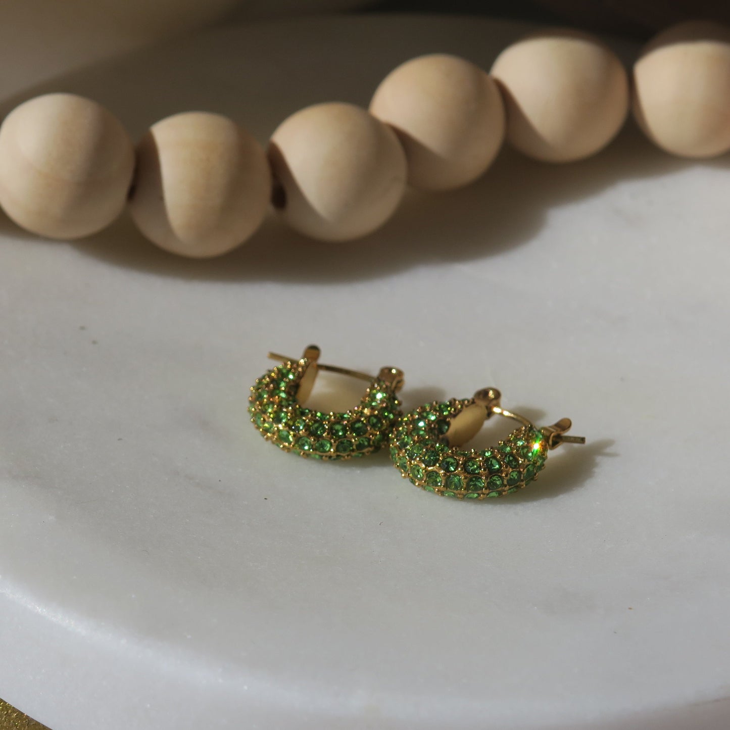 14k Gold and Green Apple Martini Hoops