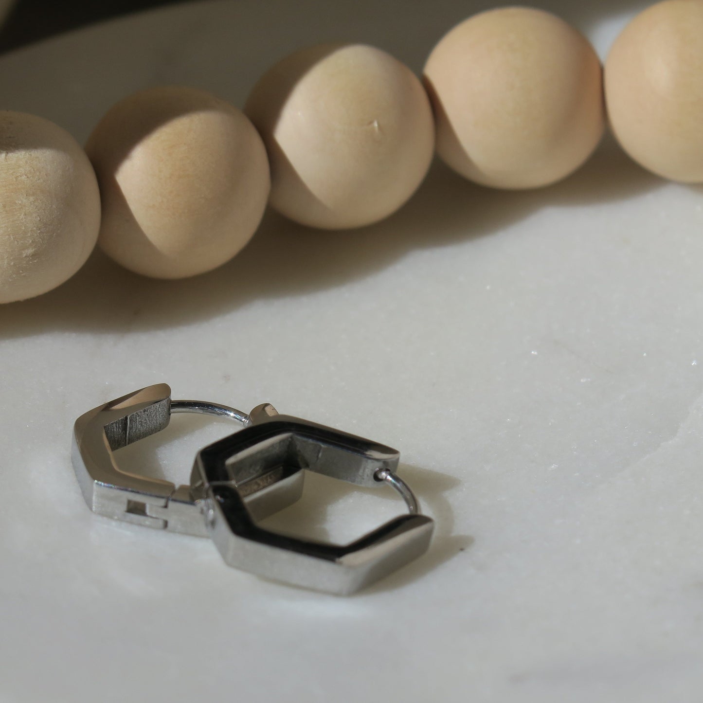 Sterling Silver Hexagon Hoops