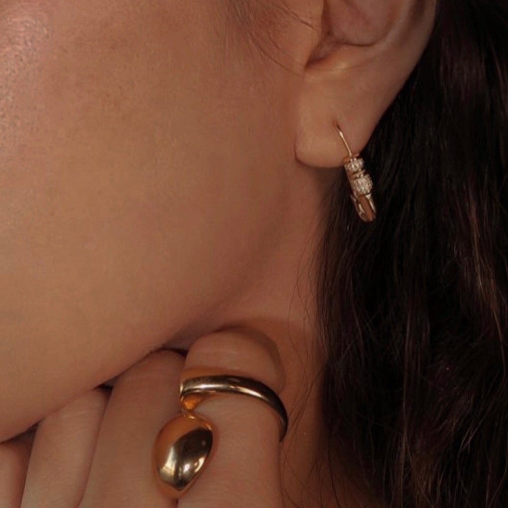 14k Gold Safety Pin Hoops