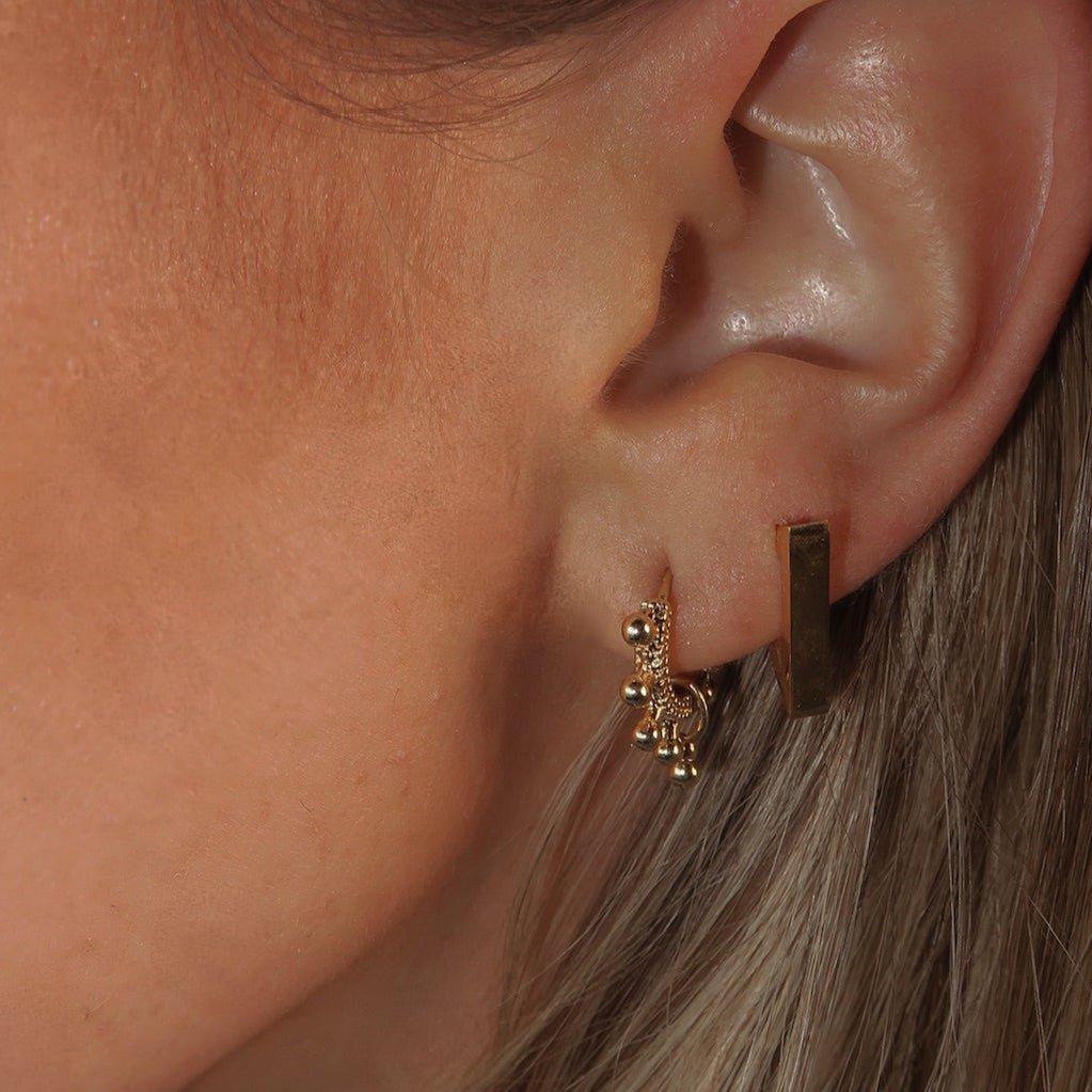 14k Gold Starburst Detail Hoops